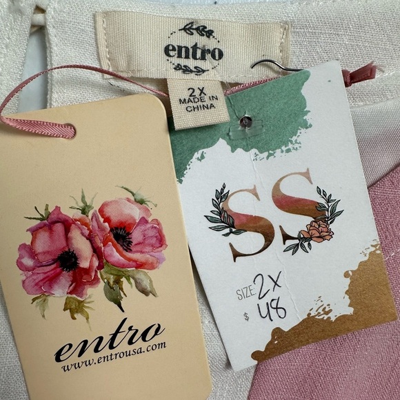 NWT Entro Color Block Linen Blend Tunic Shift Dress - Picture 5 of 11